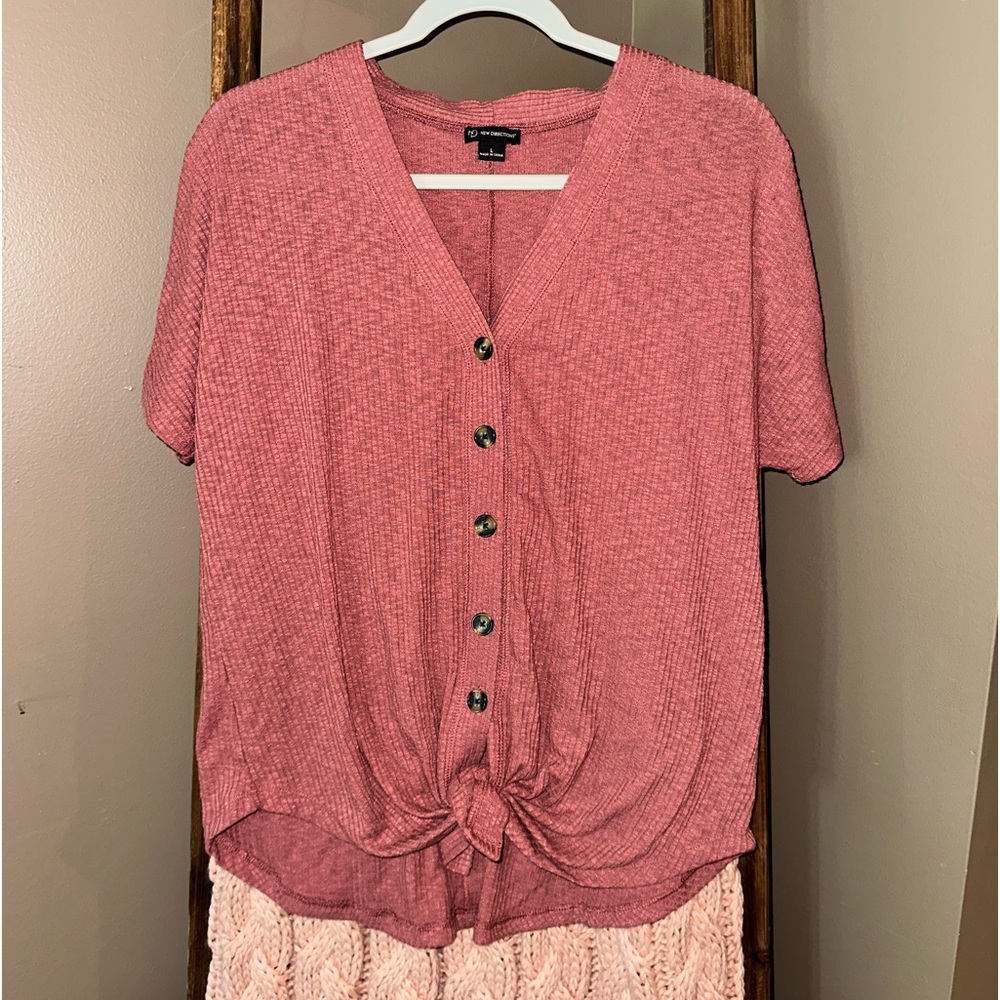 mauve blouse with buttons